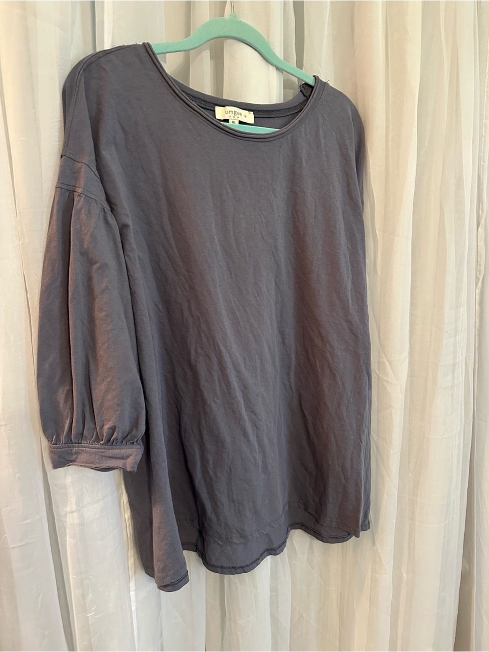 Relaxed Scoop Neck Women's Top in Slate Blue